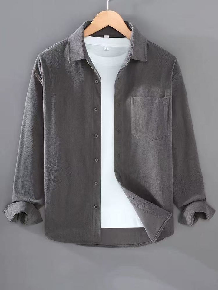 Herren Leichte Feincord-Hemdjacke mit Brusttasche und Kentkragen Drune