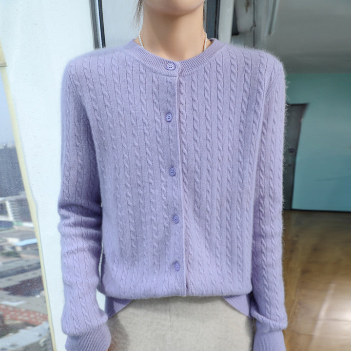 Damen Kurzgeschnitteter Feinstrick-Cardigan mit dezenter Struktur und Rundhalsausschnitt Drune