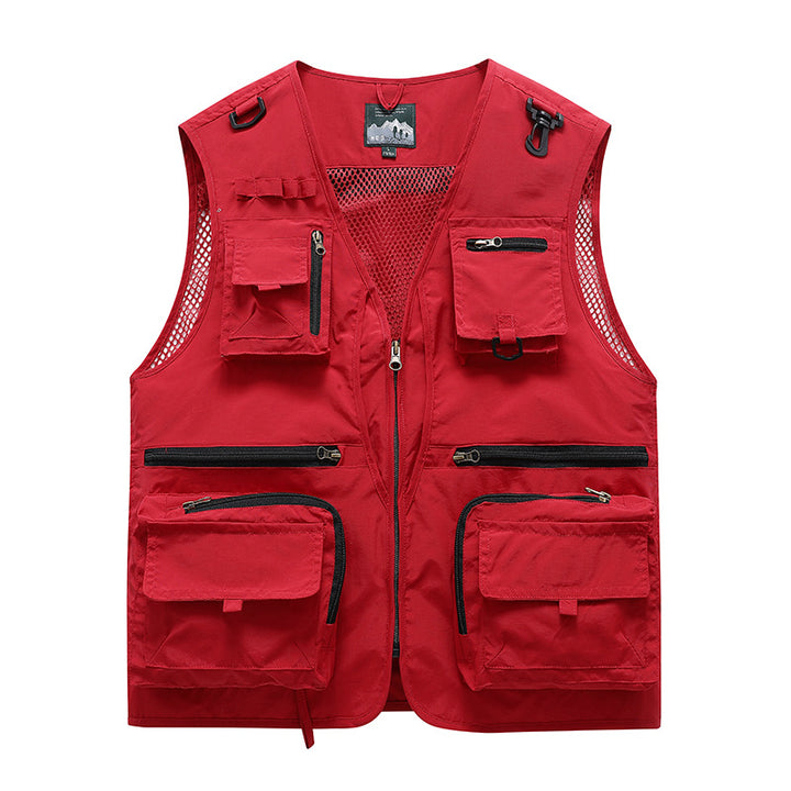 Unisex multifunktionale Utility-Weste mit zahlreichen Taschen, D‑Ringen und atmungsaktivem Mesh Drune