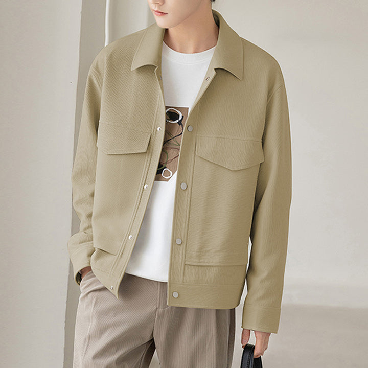 Herren Boxy Overshirt-Jacke mit Druckknöpfen und aufgesetzten Taschen Drune