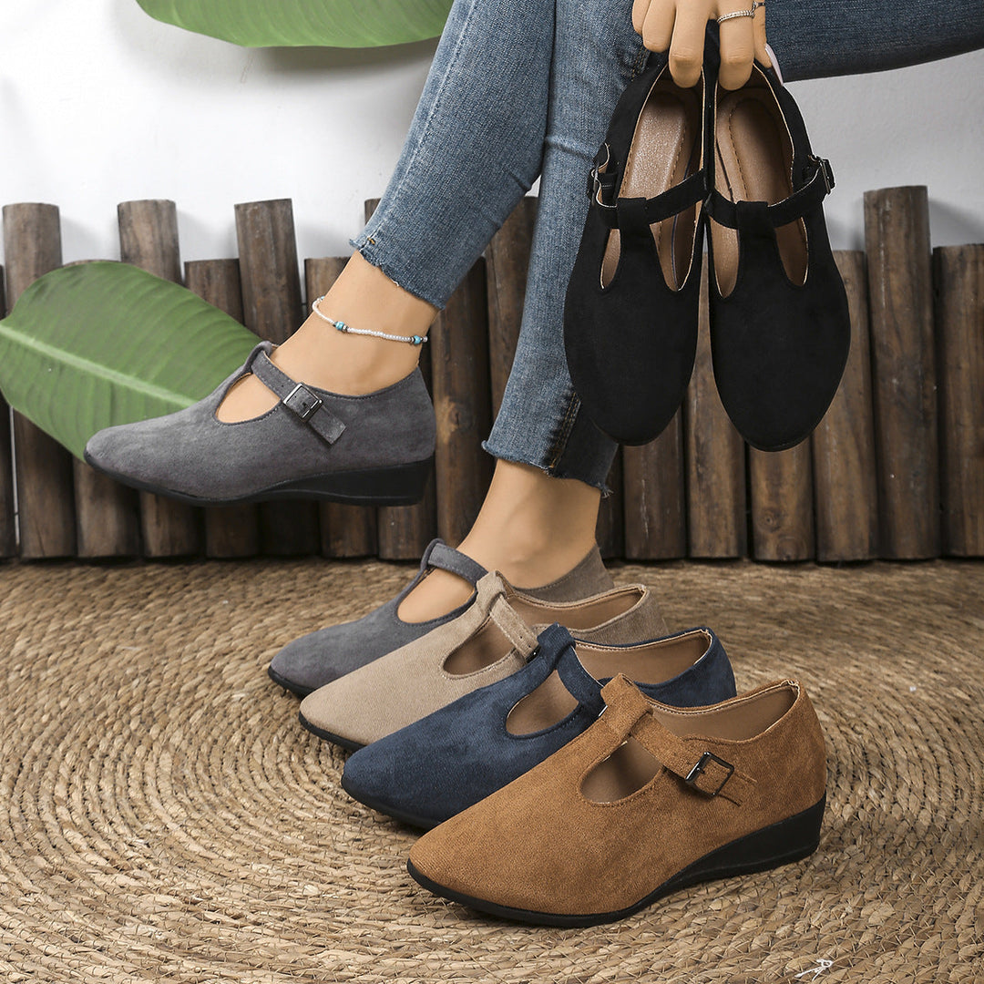 Damen Wedge-Mokassins mit seitlichem Riemen und ergonomischem Fußbett Drune