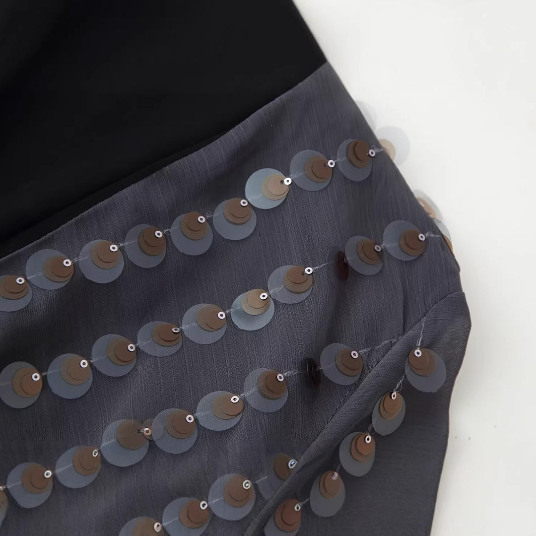 Damen Glamouröses Body mit glitzernden Pailletten und Wickeldesign Drune