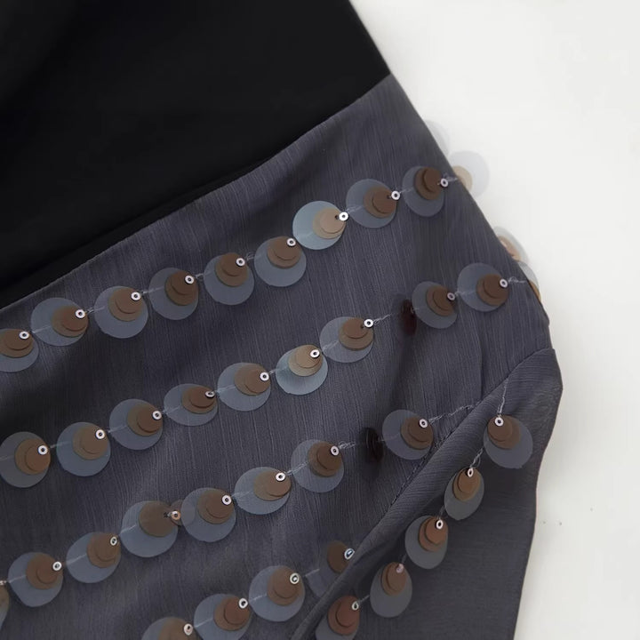 Damen Glamouröses Body mit glitzernden Pailletten und Wickeldesign Drune