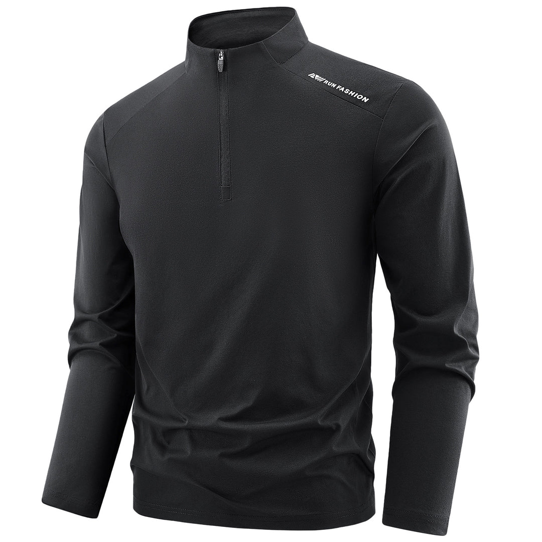Herren Langarm-Performance-Halbzip-Trainingsshirt mit Stehkragen und atmungsaktivem Funktionsmaterial Drune