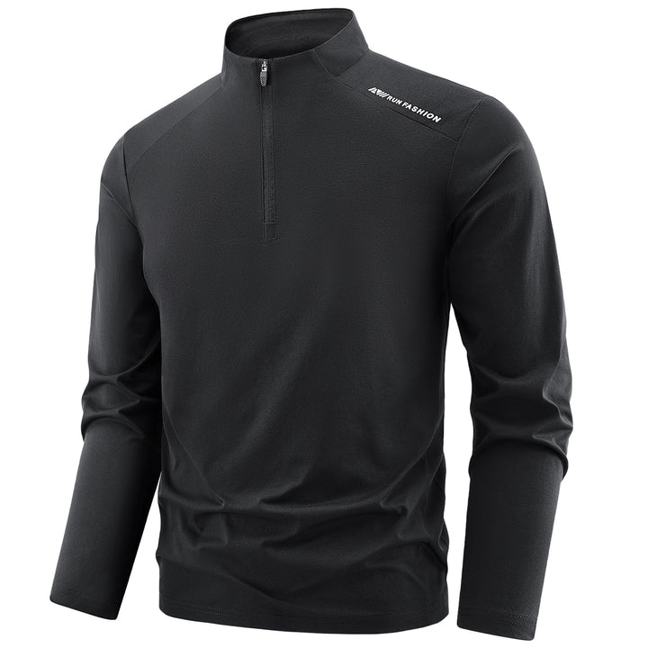 Herren Langarm-Performance-Halbzip-Trainingsshirt mit Stehkragen und atmungsaktivem Funktionsmaterial Drune