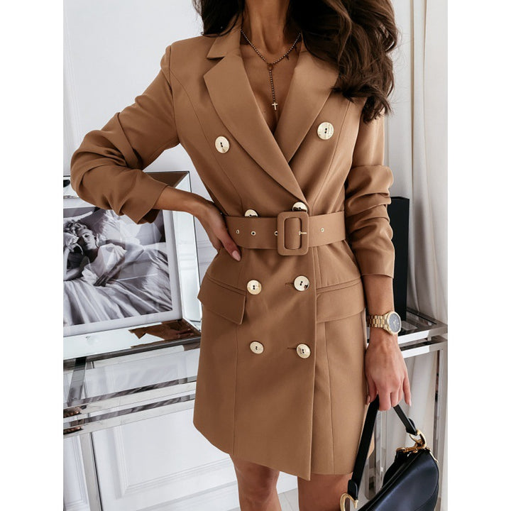 Damen Blazer-Kleid mit schickem doppeltem Knopfverschluss und tailliertem Design Drune