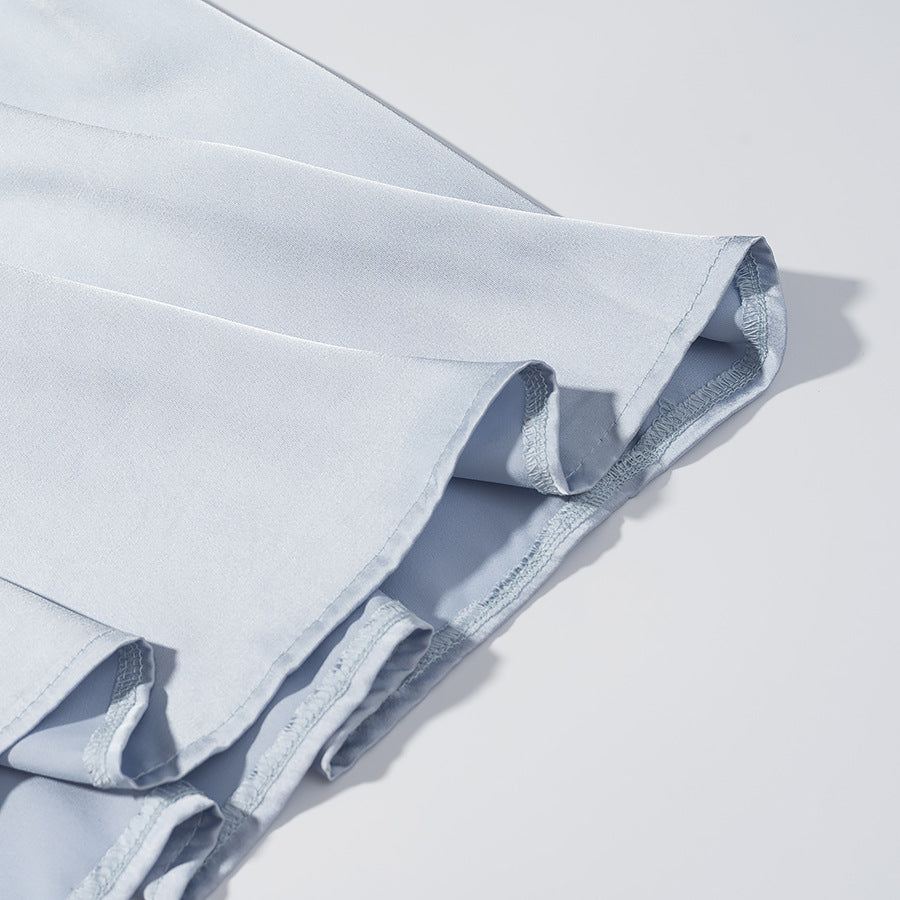 Damen Fließendes Maxikleid mit Ballonärmeln, geraffter Taille und Rundhalsausschnitt Drune