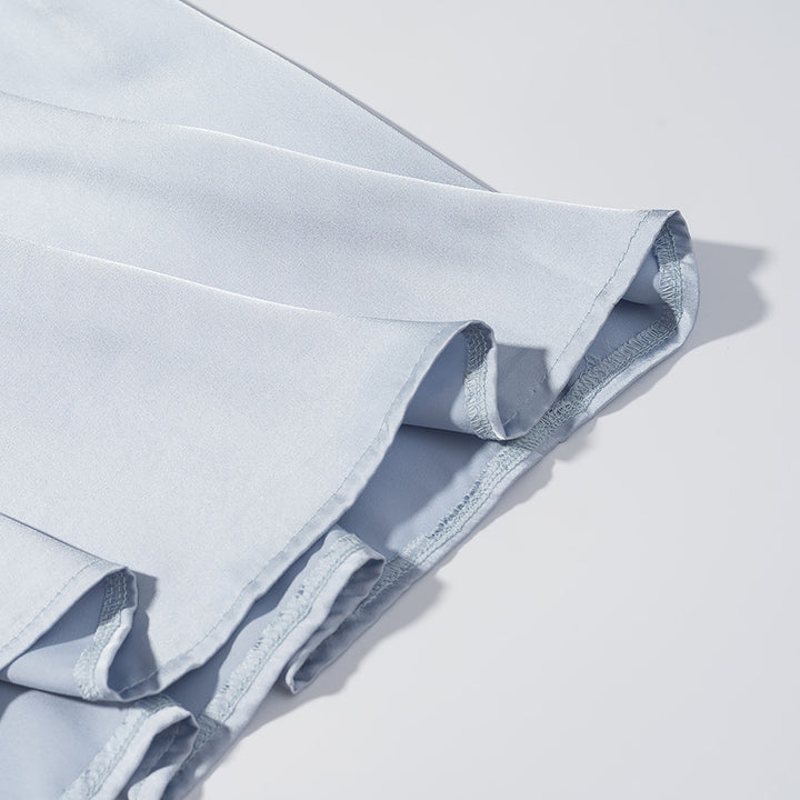 Damen Fließendes Maxikleid mit Ballonärmeln, geraffter Taille und Rundhalsausschnitt Drune