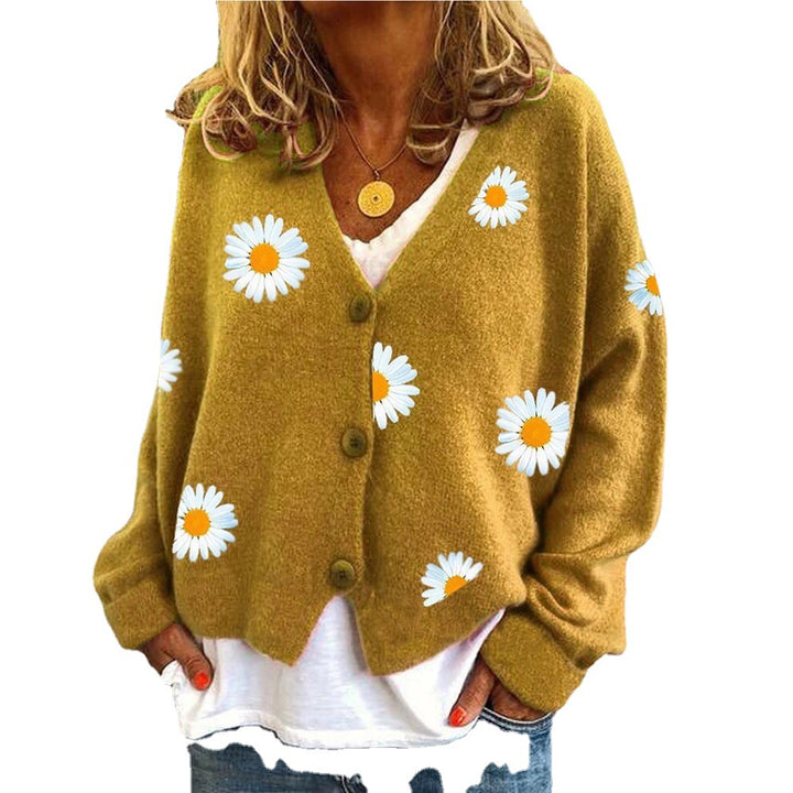 Damen Strickjacke mit floralem Motiv und klassischem Schnitt Drune