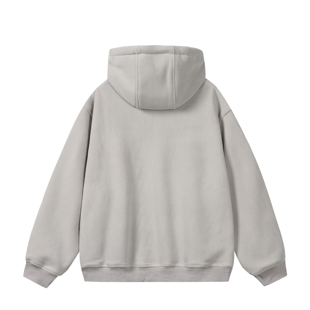 Unisex Oversize Fleece-Halbzip-Kapuzenpullover mit Kordelzug und Rippbündchen Drune
