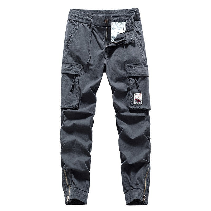 Herren Cargo-Jogger mit Zip-Knöchel, elastischem Bund, Multifach-Utility-Taschen und Vintage-Patch Drune