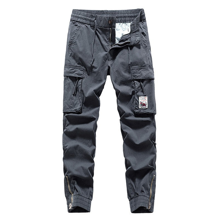 Herren Cargo-Jogger mit Zip-Knöchel, elastischem Bund, Multifach-Utility-Taschen und Vintage-Patch Drune