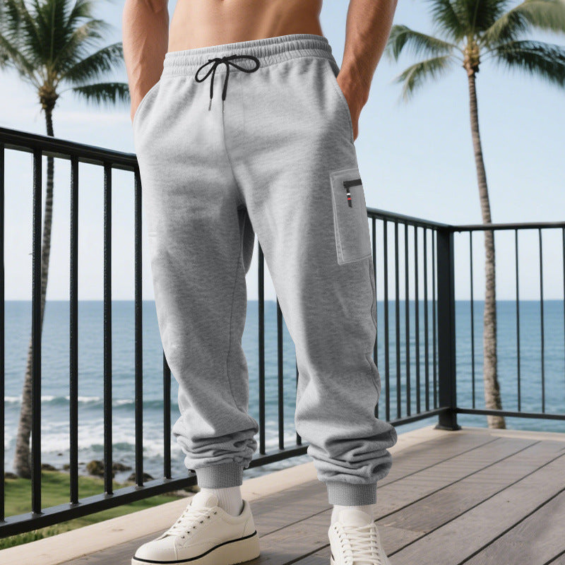 Herren lässige Jogginghose mit Cargo-Reißverschlusstasche, elastischem Bund und gerippten Bündchen Drune