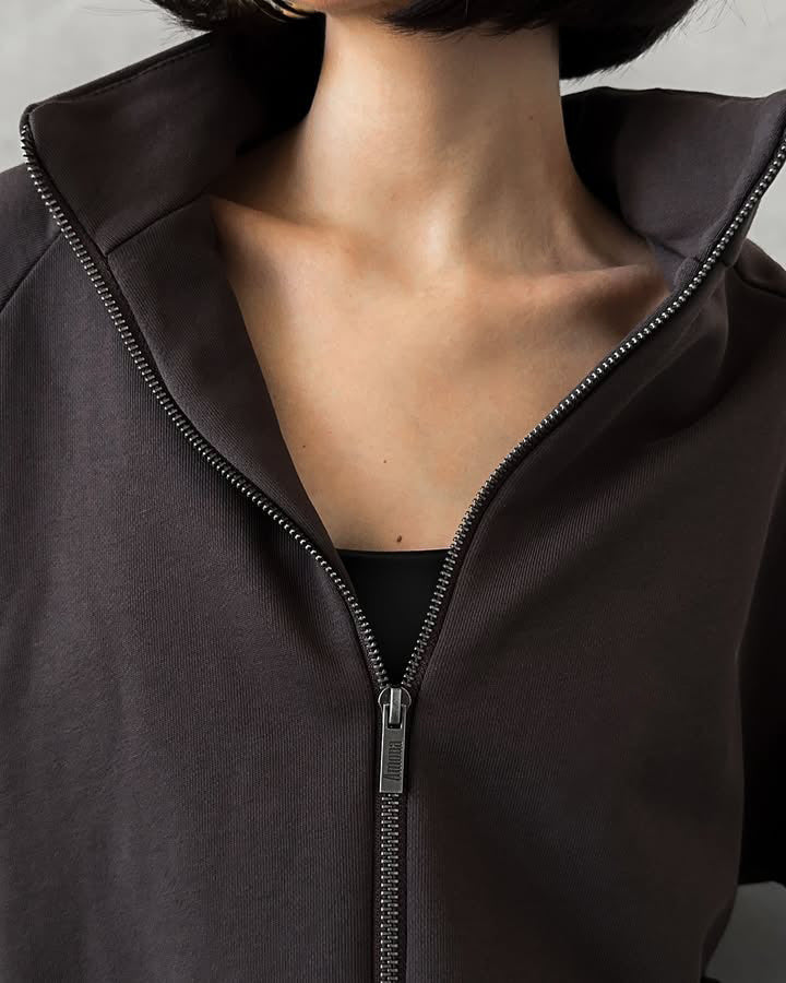 Damen Kurzgeschnittenes Zip-Hoodie-Loungewear-Set aus weicher Sweatqualität mit elastischem Bündchen und High-Waist-Jogger Drune