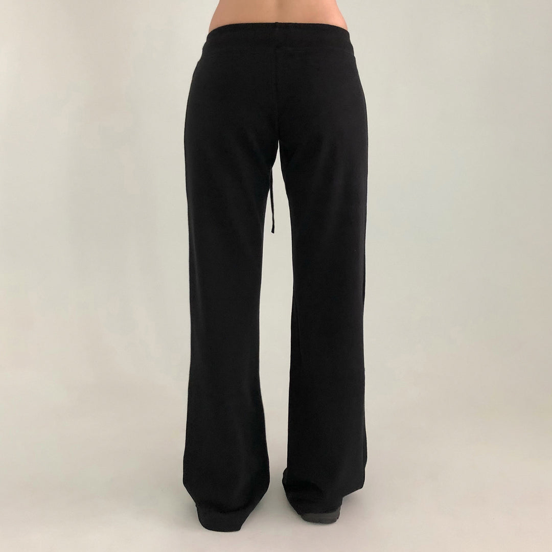 Damen Weiche High‑Waist Lounge‑Hose mit weitem Bein, Tunnelzug und dezentem Markenstick Drune
