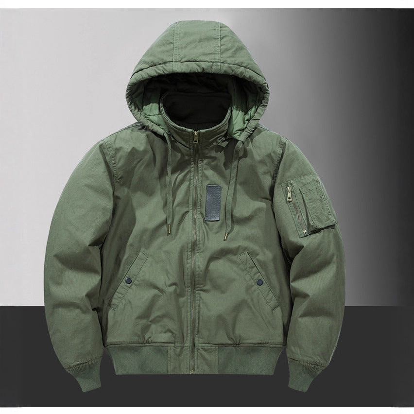 Herren  Kapuzen Stepp Thermal Bomberjacke mit Utility-Tasche an den Ärmeln und gerippten Besätzen Drune