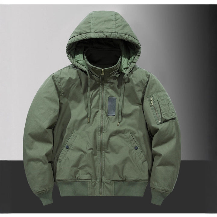 Herren  Kapuzen Stepp Thermal Bomberjacke mit Utility-Tasche an den Ärmeln und gerippten Besätzen Drune