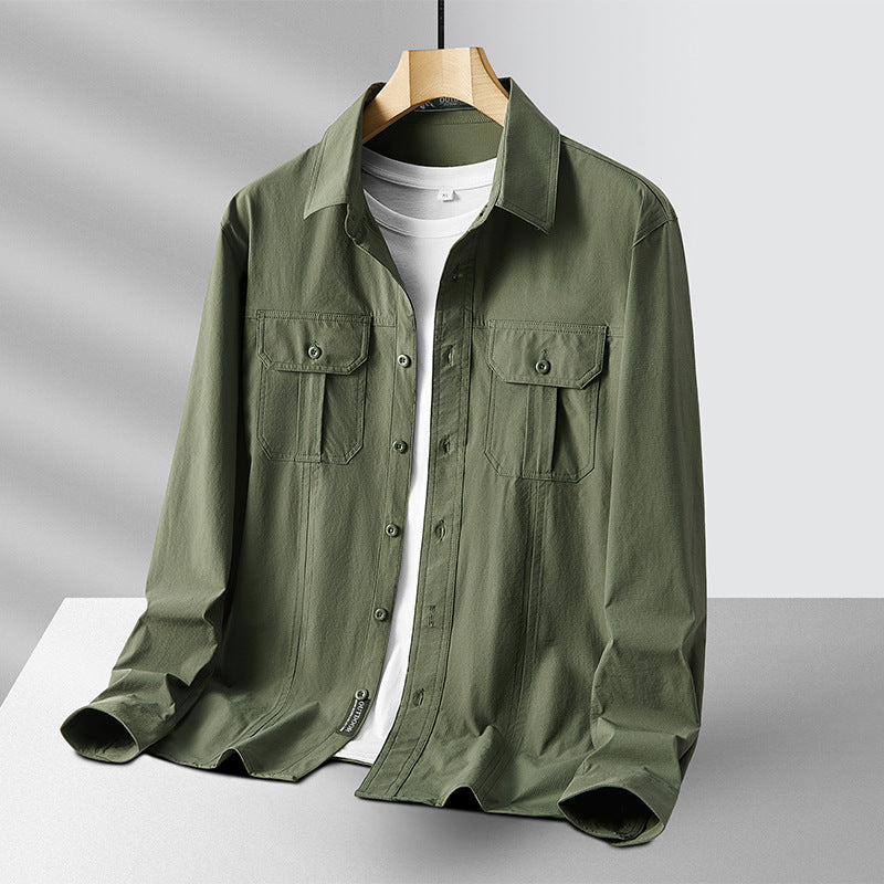 Herren Leichtes Utility-Overshirt aus Baumwollmix mit Brustklappen und entspannter Passform Drune