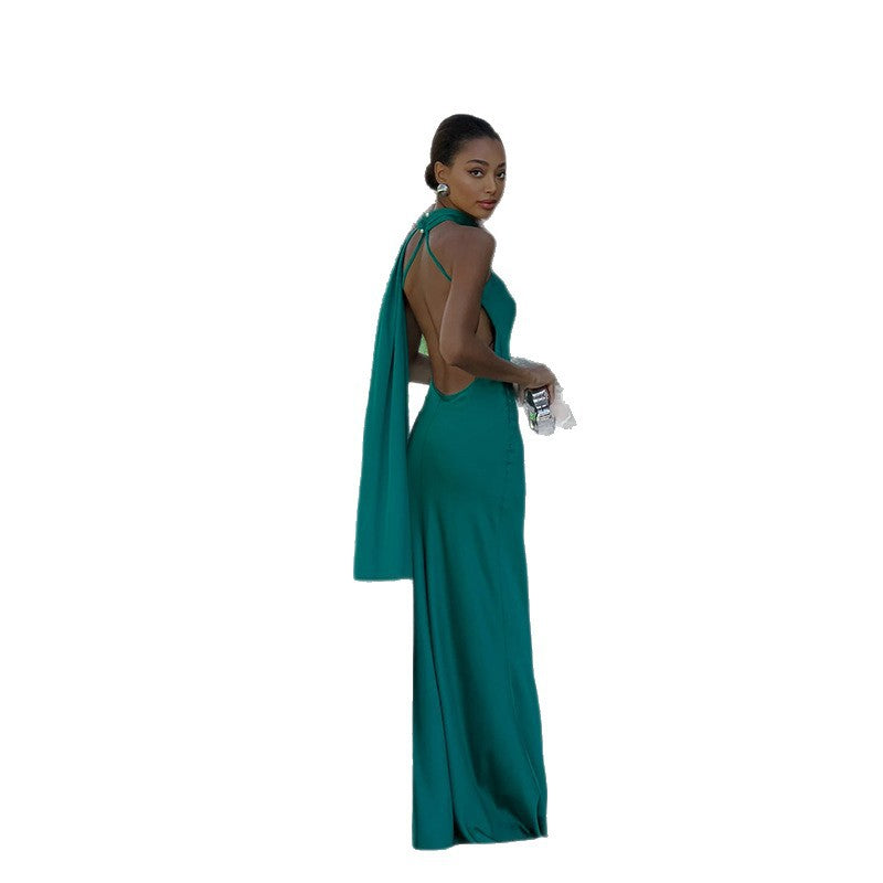 Damen asymmetrisches Maxikleid mit elegantem Wickeldetail Drune