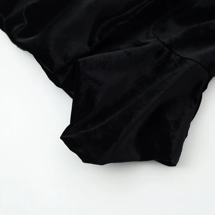 Damen Satinbluse mit Stehkragen, Puffärmeln und Peplum-Details Drune