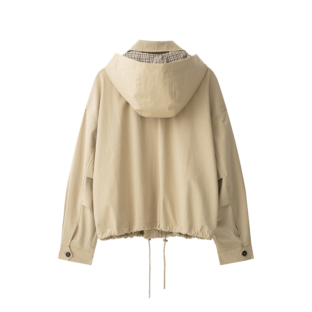 Damen Leichte wattierte Windjacke mit Stehkragen und Polka‑Dot‑Print Drune