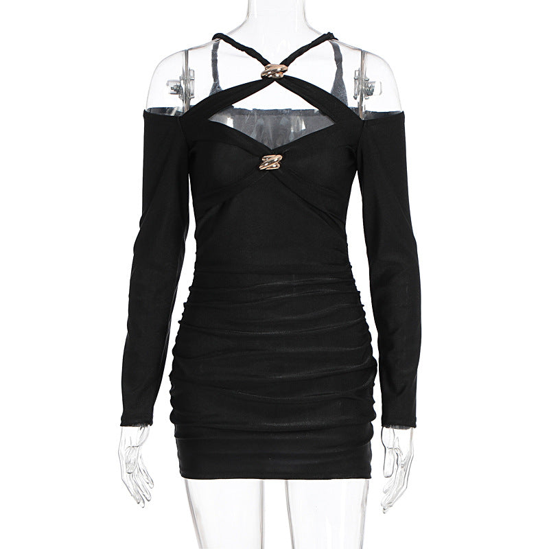 Damen Tailliertes Minikleid mit Off-Shoulder Design und stylischem Cut-Out Drune
