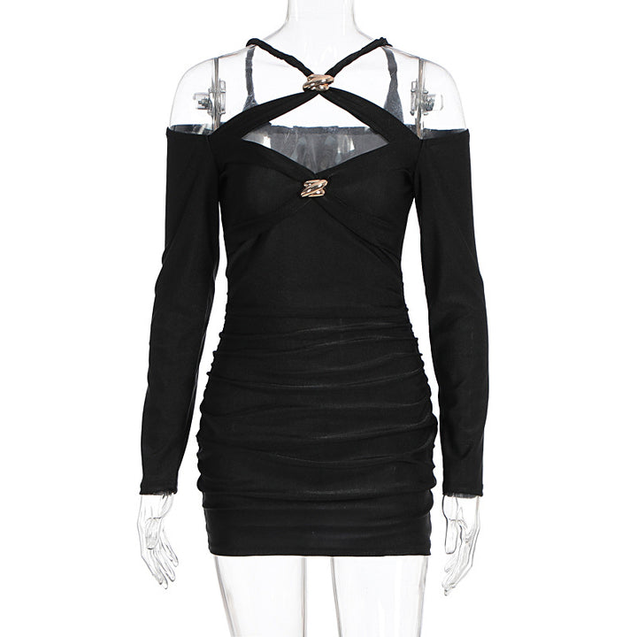 Damen Tailliertes Minikleid mit Off-Shoulder Design und stylischem Cut-Out Drune
