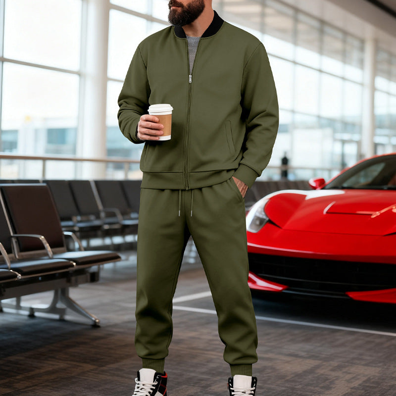 Herren nan sportlicher Freizeitanzug aus weicher Baumwollmischung mit Reißverschlussjacke und elastischer Jogginghose Drune