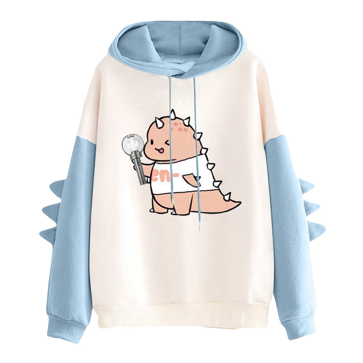 Damen nan Kapuzenpullover mit niedlichem Frosch-Motiv, Kängurutasche und volumigen Ärmelapplikationen Drune