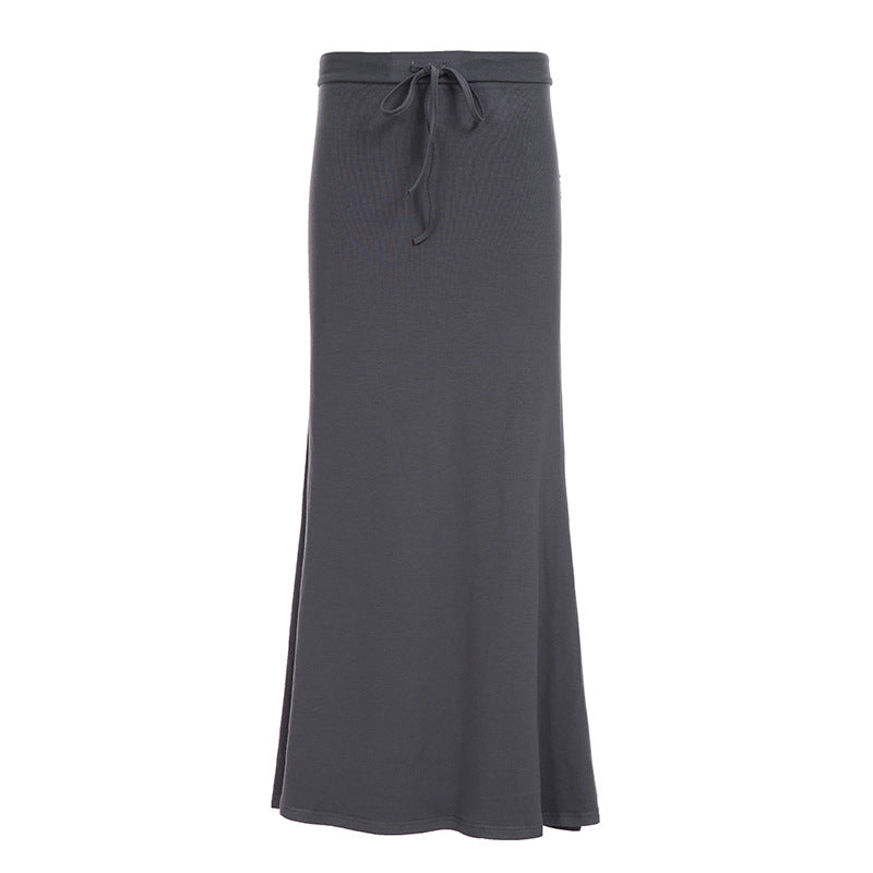 Damen nan Maxirock aus weichem Jersey mit Bindebund, hoher Taille und seitlichen Schlitzen Drune