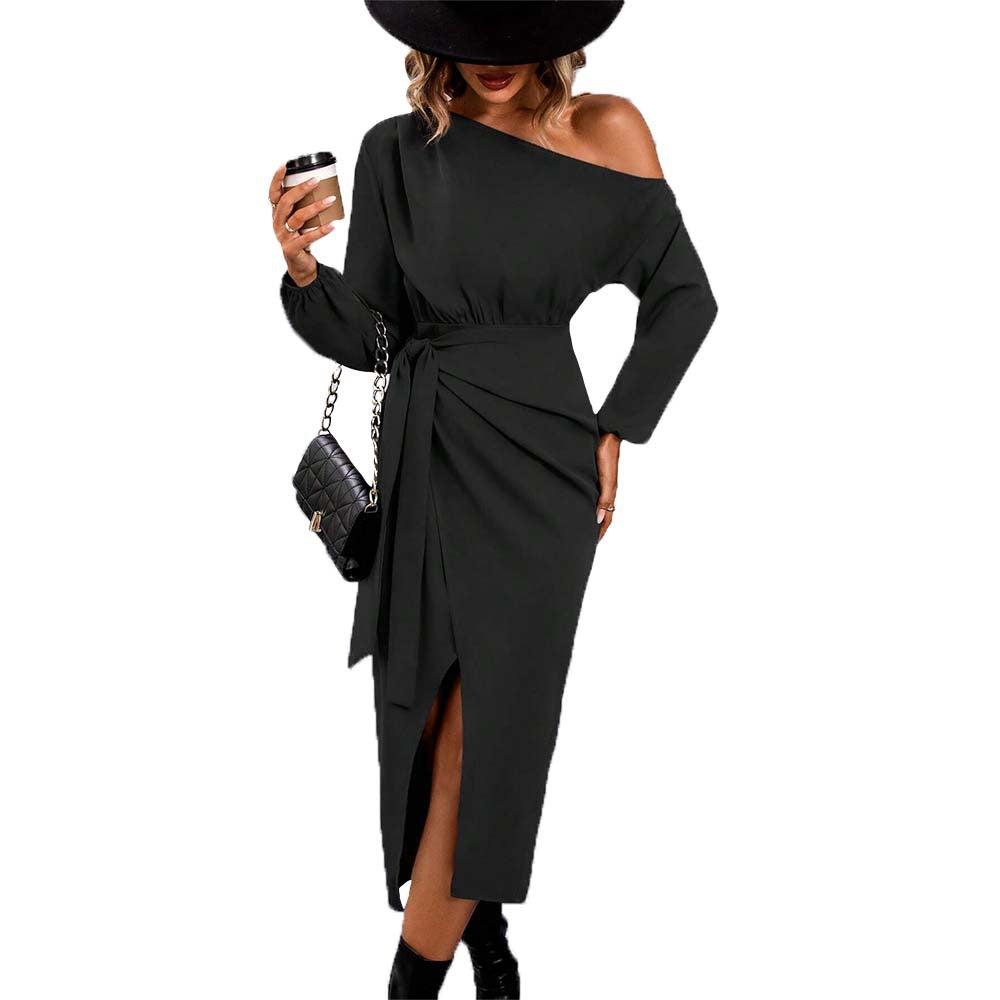 Damen Wickelkleid mit asymmetrischem Ausschnitt und eleganter Taillierung Drune