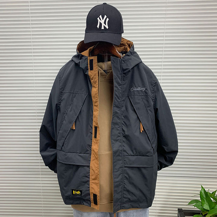 Herren funktionale Outdoor-Jacke mit praktischen Taschen und verstellbarem Bund Drune