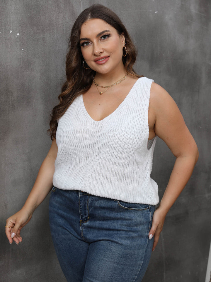 Damen luftiges Stricktop mit V-Ausschnitt Drune
