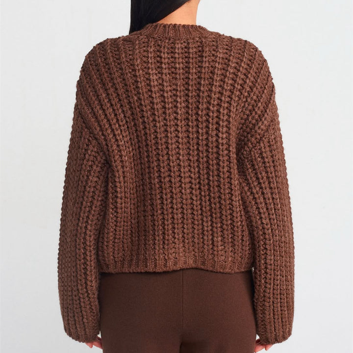 Damen Grobstrick-Pullover mit Taschen und Oversize-Silhouette Drune