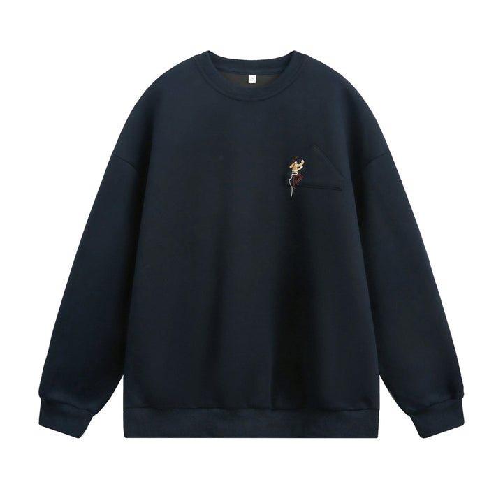 Unisex Oversize Sweatshirt mit aufgesetzter Brusttasche und Kletterer‑Stickerei Drune