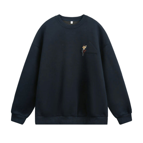 Unisex Oversize Sweatshirt mit aufgesetzter Brusttasche und Kletterer‑Stickerei Drune