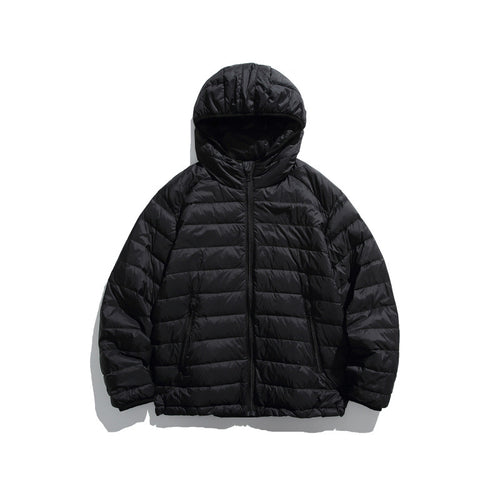Unisex Ultraleichte gesteppte Kapuzenjacke mit Thermofüllung und Reißverschlusstaschen Drune