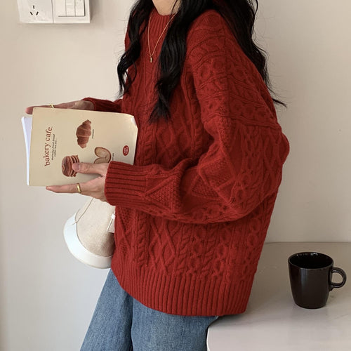 Damen Grobstrickpullover mit strukturiertem Muster Drune