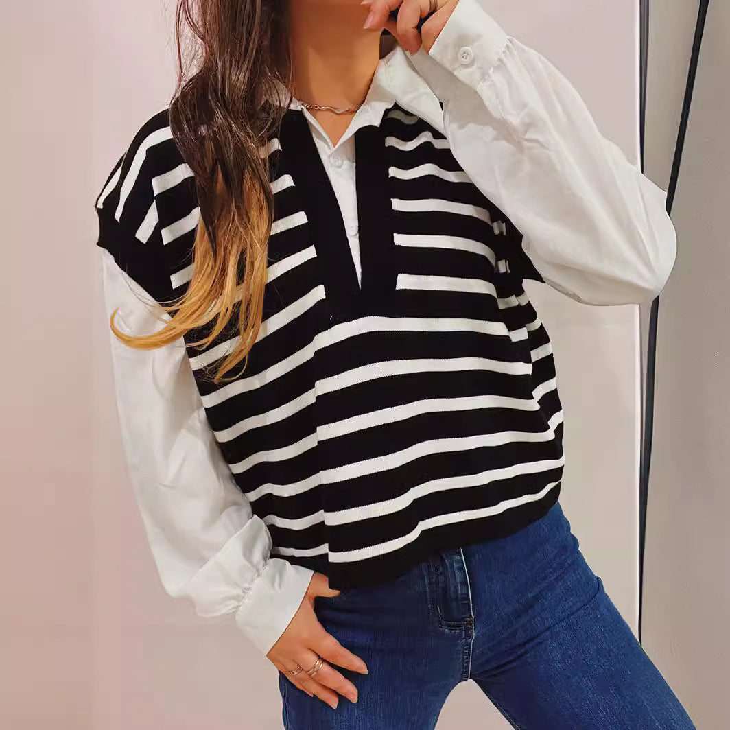 Damen modischer Strickpullover mit modernem Schnitt und eleganten Puffärmeln Drune
