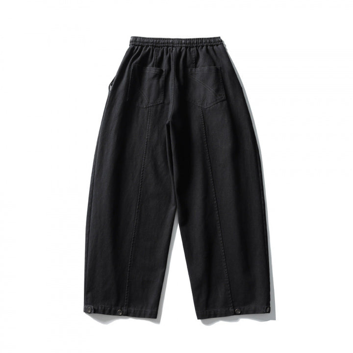 Unisex Weite Ballonhose aus Baumwollmix mit Tunnelzugbund und dekorativen Abnähern Drune
