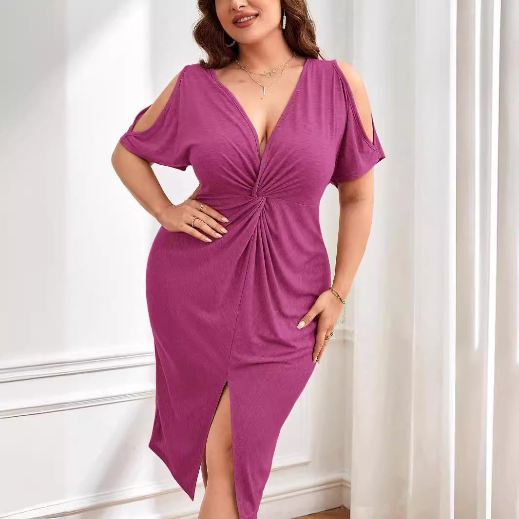 Damen Wickelkleid mit raffiniertem V-Ausschnitt und Trend-Details Drune