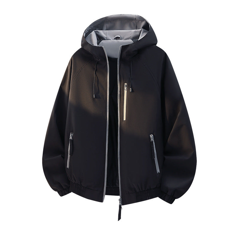 Damen Leichte Kapuzen‑Shelljacke im Urban‑Look mit kontrastfarbenem Futter, Reißverschlusstaschen und elastischem Bund Drune