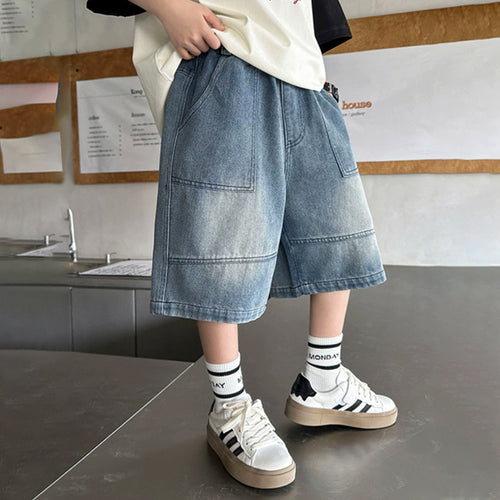 Jungen lässige Denim-Shorts mit großen Taschen Drune