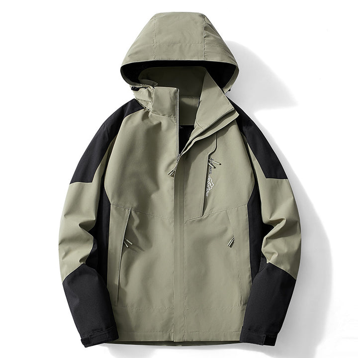 Herren Colorblock Softshell-Trekkerjacke mit Kapuze, verdeckten Reißverschlüssen und seitlichen Eingrifftaschen Drune