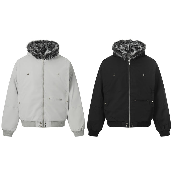 Herren Kurzboxy Bomberjacke im Aviator‑Look mit abnehmbarem Kunstfellkragen Drune