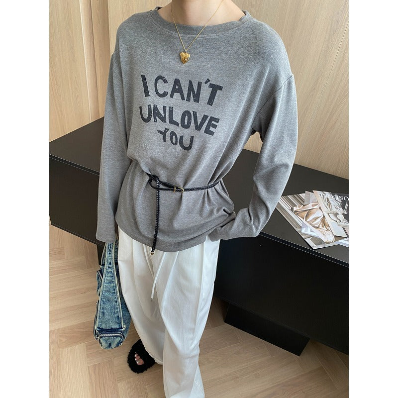 Damen Langarmshirt mit kreativem Schriftzug und lässigem Schnitt Drune