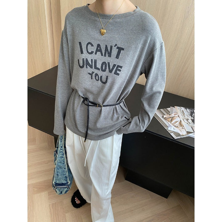 Damen Langarmshirt mit kreativem Schriftzug und lässigem Schnitt Drune
