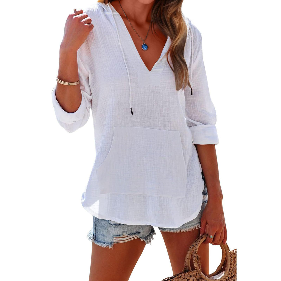 Damen leichter Kapuzenpullover Top Drune