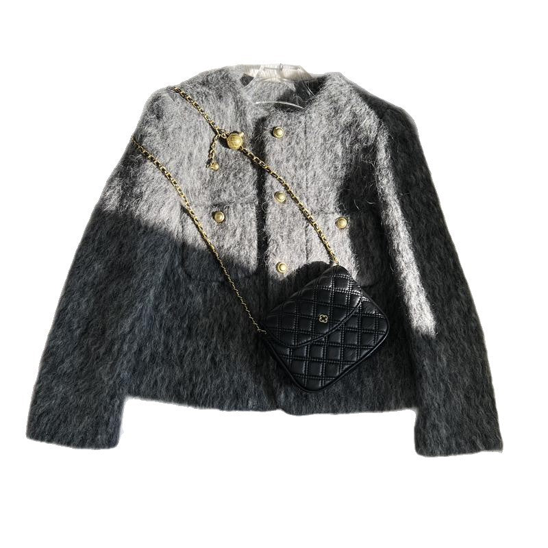 Damen luxuriöse Strickjacke mit goldenen Knopfdetails Drune