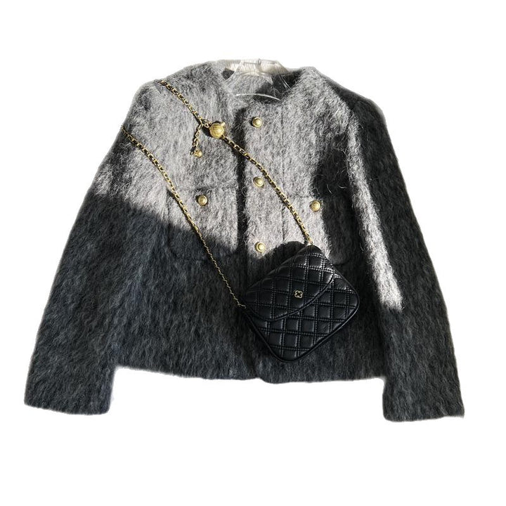 Damen luxuriöse Strickjacke mit goldenen Knopfdetails Drune